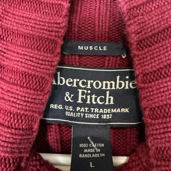 Abercrombie Fitch Women's Red Chunky Ribbed Mock Turtleneck Sweater Size Large - Picture 3 of 4